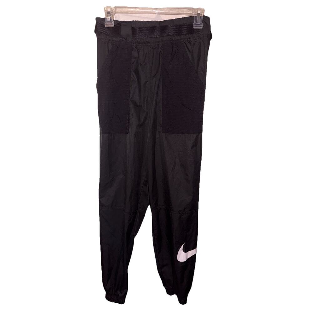 Nike Women's sz S Black Tapered Windbreaker Track Logo Retro 90s Jogger Pants